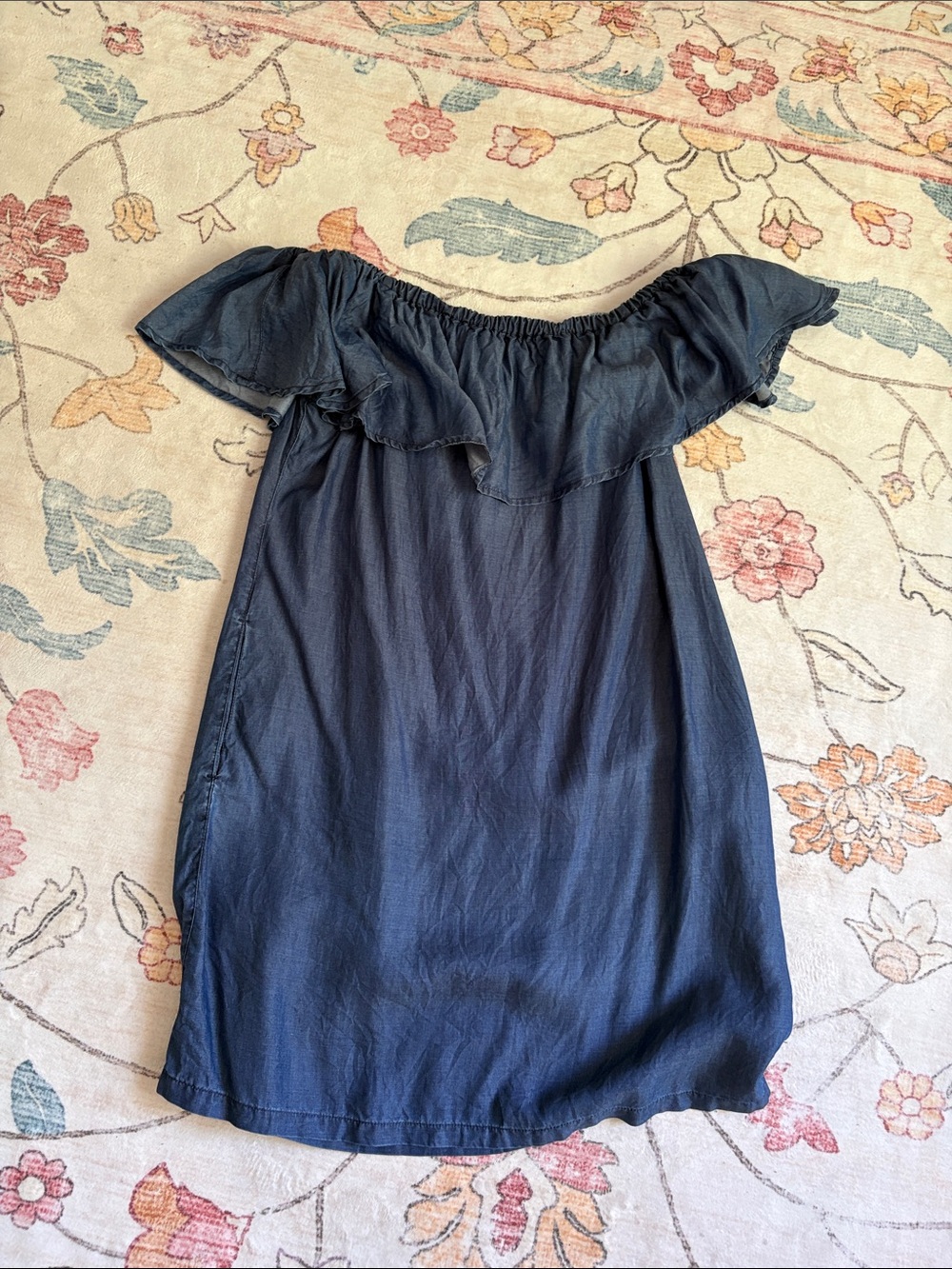 Tommy Bahama Chambray Blue Elastic-Neck Tencel Dress